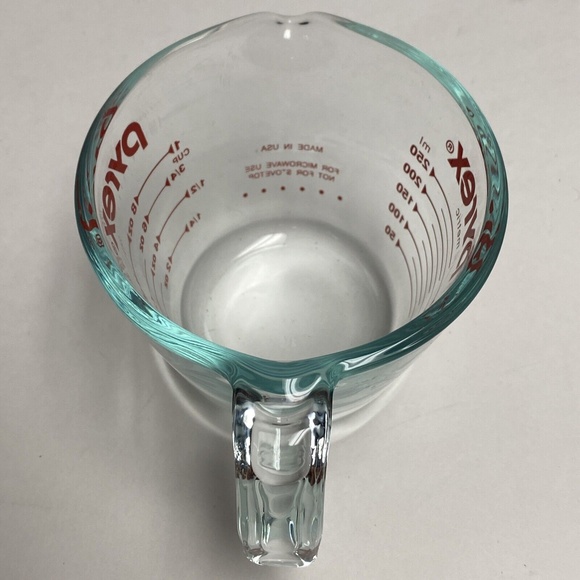 Vintage Pyrex 1Cup 8 Oz 250 ml Clear Glass Measuring Cup Red Markings‎ #28 USA - Picture 5 of 6